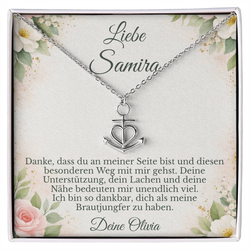 brautjungfer schmuck geschenk mit halskette und karte