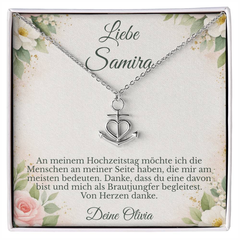 brautjungfer schmuck geschenk mit halskette und karte