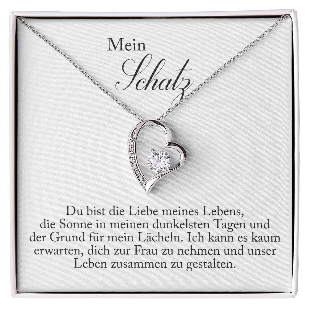 'Du bist die Liebe' Funkelndes Herz Halskette