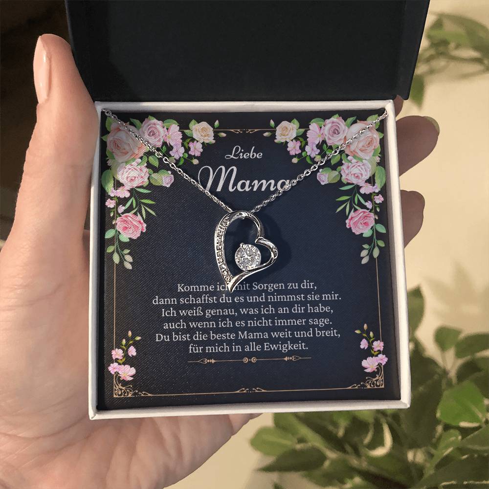 "För mig för alltid och alltid" Glittrande hjärta halsband 