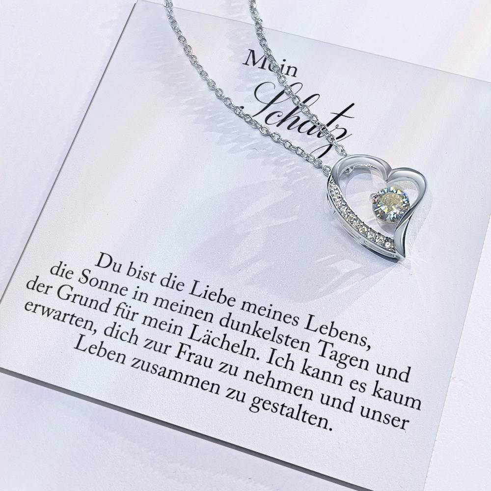 'Du bist die Liebe' Funkelndes Herz Halskette