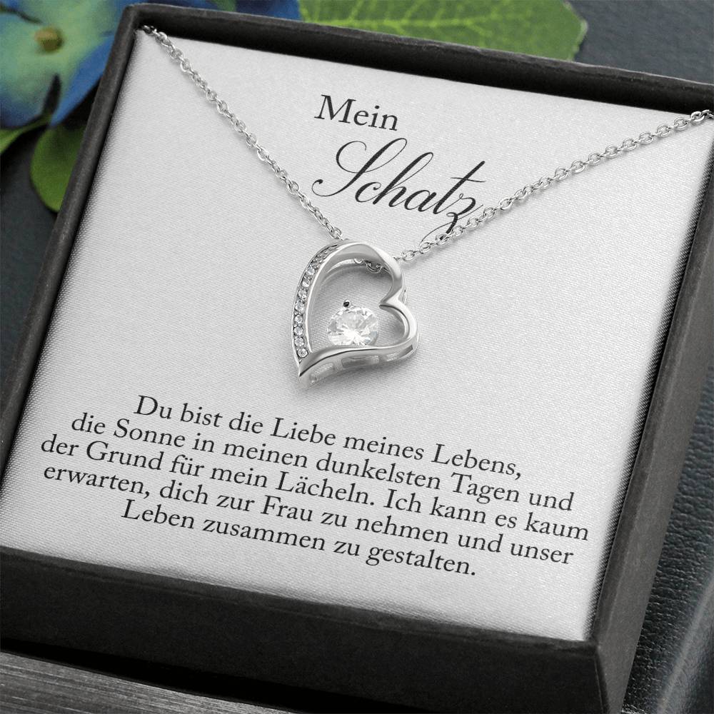 'Du bist die Liebe' Funkelndes Herz Halskette