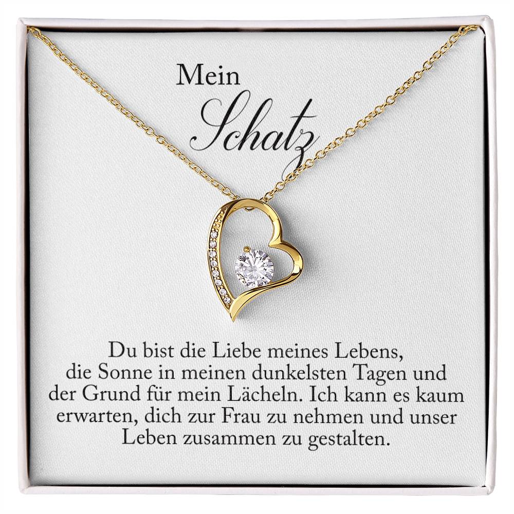 'Du bist die Liebe' Funkelndes Herz Halskette