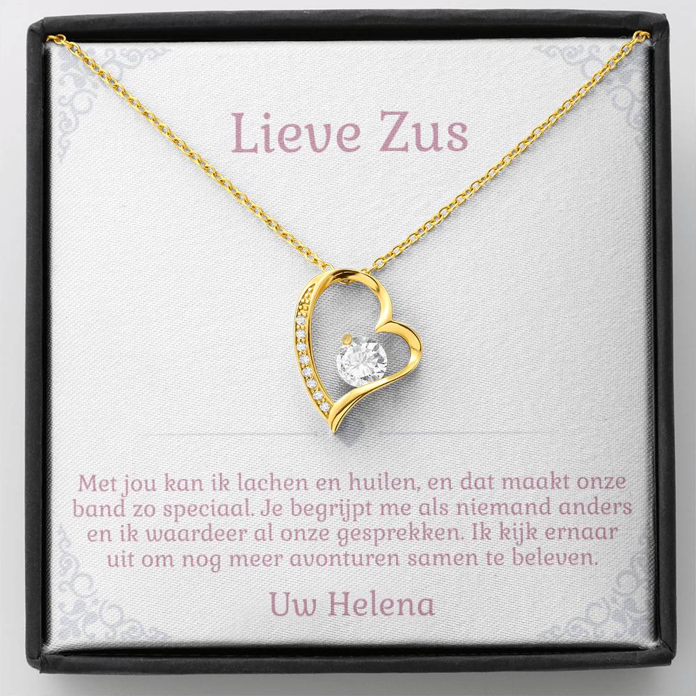Cadeau voor zus 18 jaar - Prachtige halsketting met persoonlijke kaart