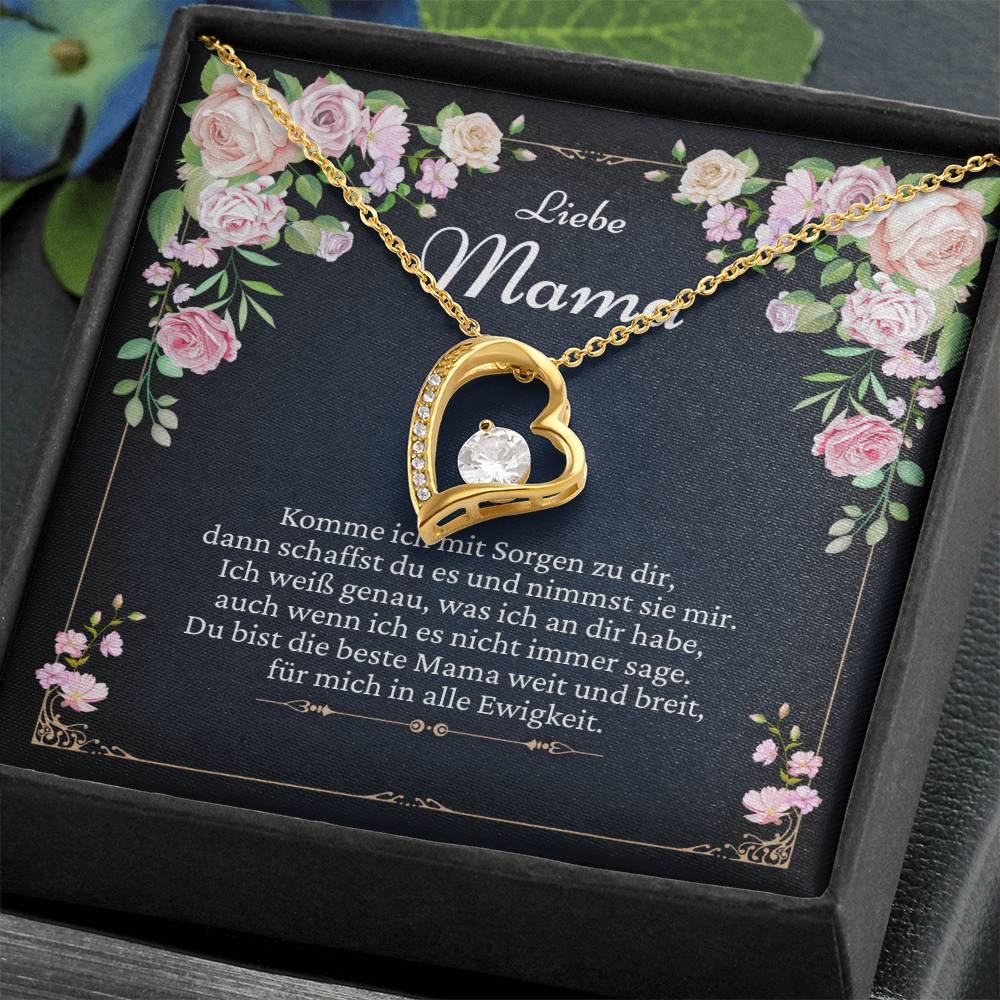 "För mig för alltid och alltid" Glittrande hjärta halsband 