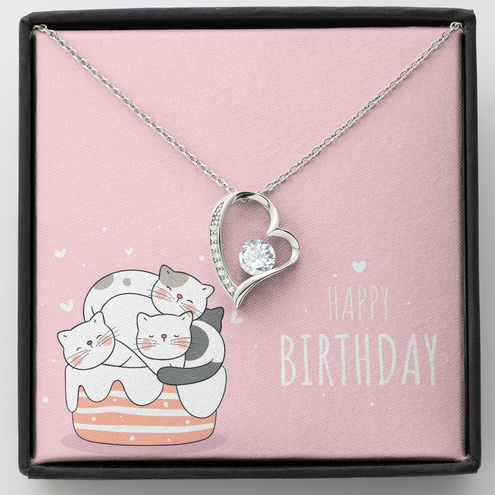 'Happy Birthday Katzen Edition' Funkelndes Herz Halskette