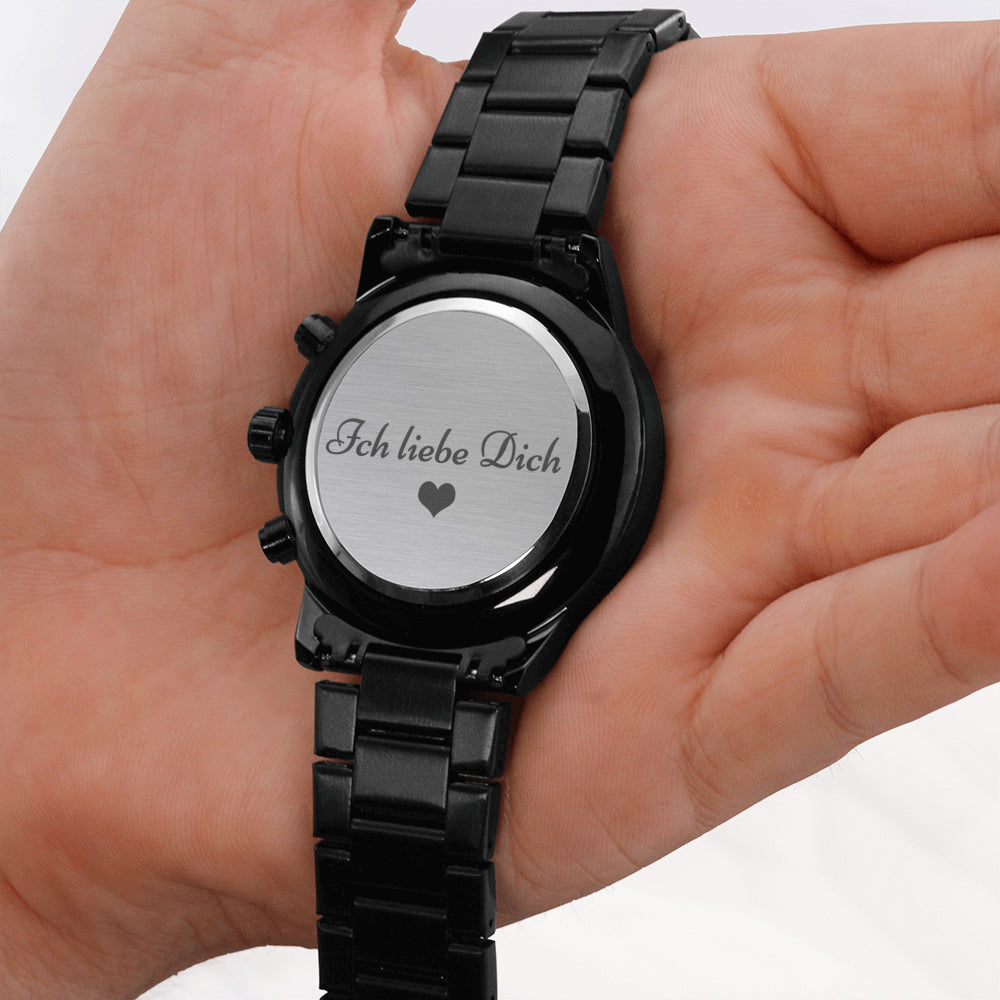 'Ich liebe dich' Chronograph Armbanduhr schwarz