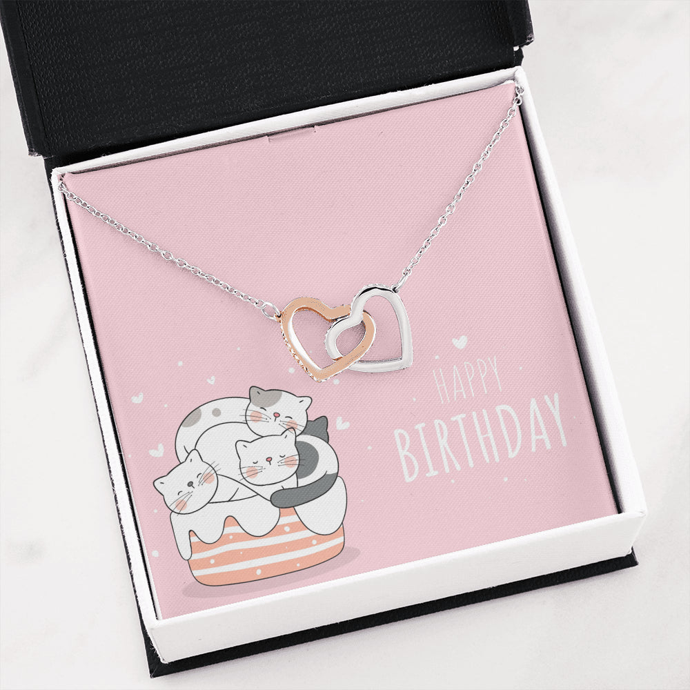 'Happy Birthday Katzen Edition' Verbundene Herzen Halskette
