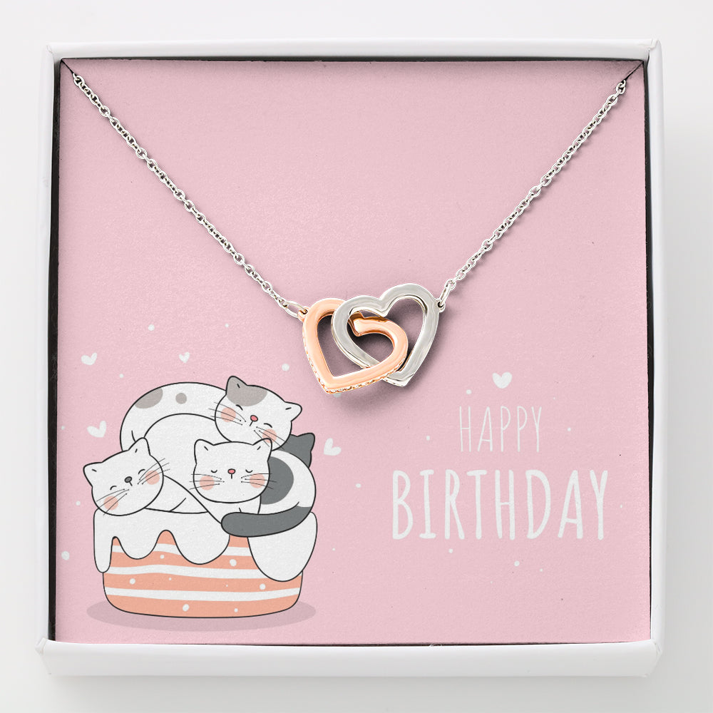 'Happy Birthday Katzen Edition' Verbundene Herzen Halskette